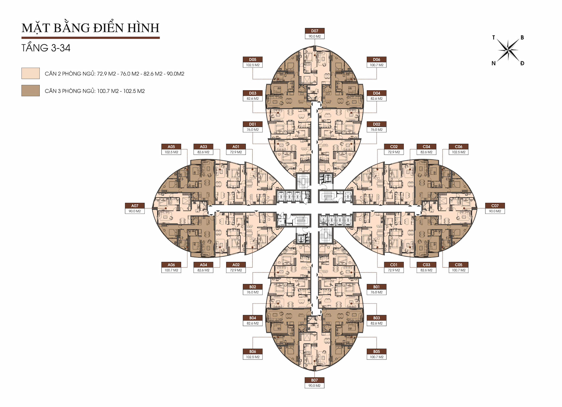 Mặt bằng Thiết Kế Cánh Hoa Sen Độc Đáo The Queen